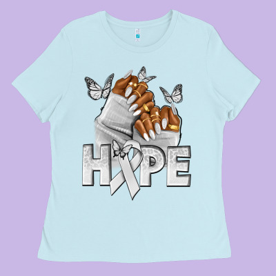 Hope White Ribbon Lung Cancer Nails Ladies Tee Designed By Nancycooperartshop