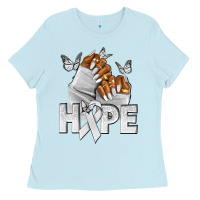 Baby Blue hope white ribbon lung cancer nails Ladies Tee - NancyCooperArtShop