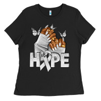 Black hope white ribbon lung cancer nails Ladies Tee - NancyCooperArtShop