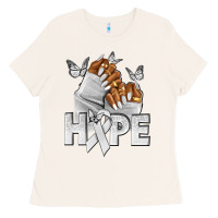 Bone hope white ribbon lung cancer nails Ladies Tee - NancyCooperArtShop