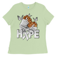 Matcha hope white ribbon lung cancer nails Ladies Tee - NancyCooperArtShop