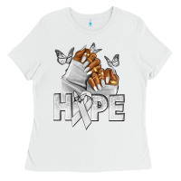 White hope white ribbon lung cancer nails Ladies Tee - NancyCooperArtShop