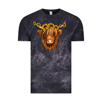 Cloud Black sunflower headband highland cow Vintage Tee - Jasminsmagicworld