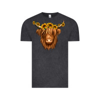 Vintage Black sunflower headband highland cow Vintage Tee - Jasminsmagicworld