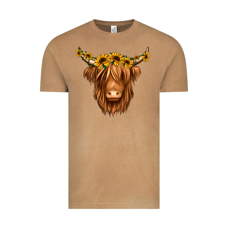 Sunflower Headband Highland Cow Vintage Tee by Jasminsmagicworld | Teevron