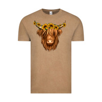 Vintage Coffee sunflower headband highland cow Vintage Tee - Jasminsmagicworld