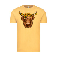 Vintage Mustard sunflower headband highland cow Vintage Tee - Jasminsmagicworld