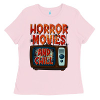 Bubblegum Pink Horror Movies and Chill Ladies Tee - texasbilliewilder