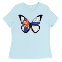 Baby Blue Finland Coat Of  Arms Pride Butterfly Flag Ladies Tee - longCreatives