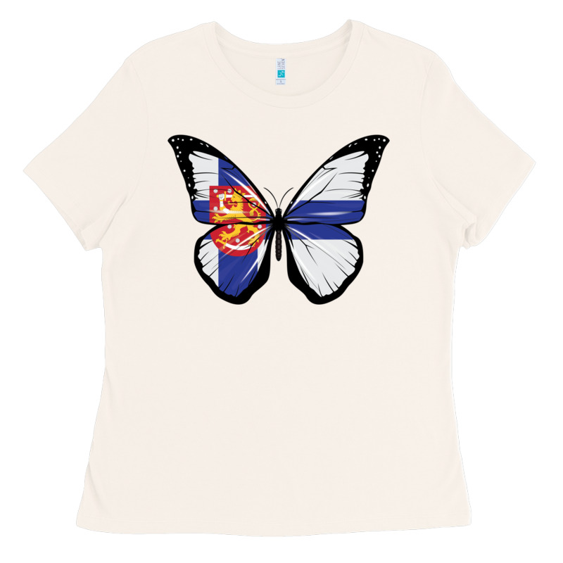 Finland Coat Of  Arms Pride Butterfly Flag Ladies Tee by longCreatives | Teevron