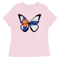 Bubblegum Pink Finland Coat Of  Arms Pride Butterfly Flag Ladies Tee - longCreatives