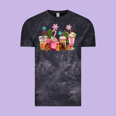 Pink Christmas Coffe Cups Vintage Tee Designed By Cowgirlartshop