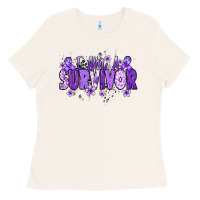 Bone I am a survivor purple ribbon Ladies Tee - NancyCooperArtShop