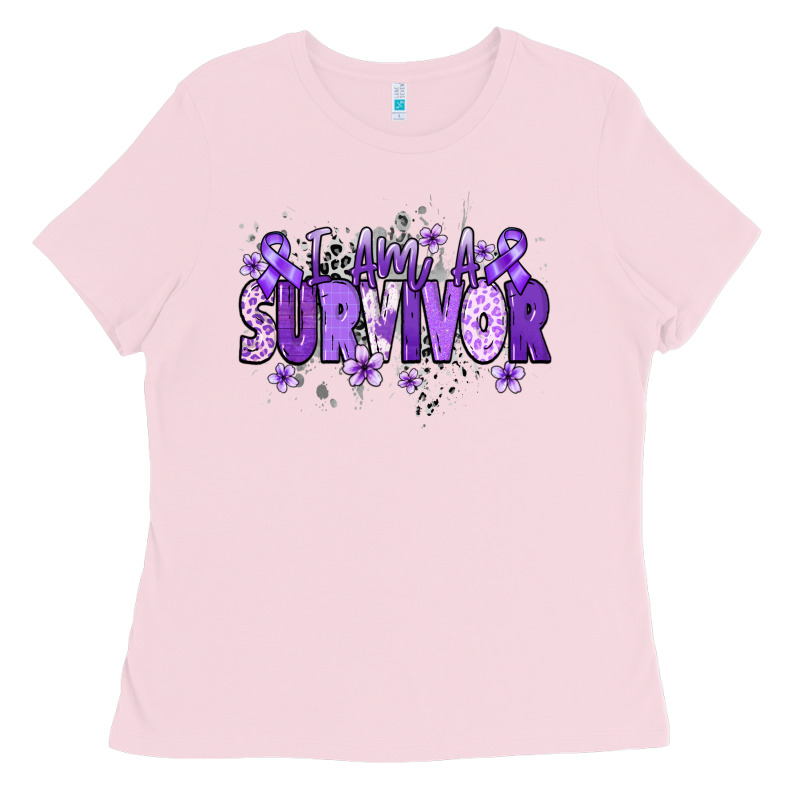 I Am A Survivor Purple Ribbon Ladies Tee by NancyCooperArtShop | Teevron