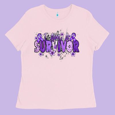 I Am A Survivor Purple Ribbon Ladies Tee Designed By Nancycooperartshop