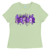 Matcha I am a survivor purple ribbon Ladies Tee - NancyCooperArtShop