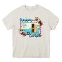 Cream Happy Camper With Flowers Heavy Core Tee - Bettercallsaul
