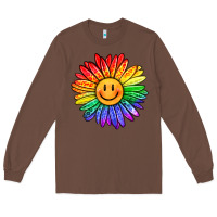 Chestnut rainbow smiley face sunflower Long Sleeve Tee - OliviaCreatesArt