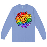 Colony Blue rainbow smiley face sunflower Long Sleeve Tee - OliviaCreatesArt