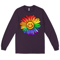 Plum rainbow smiley face sunflower Long Sleeve Tee - OliviaCreatesArt