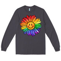 Smoke rainbow smiley face sunflower Long Sleeve Tee - OliviaCreatesArt