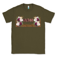 Army Green mom burgundy flowers with leopard Classic Tee - TumblerDesignByShophia