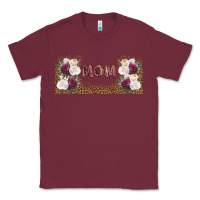 Burgundy mom burgundy flowers with leopard Classic Tee - TumblerDesignByShophia