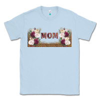 Dusty Blue mom burgundy flowers with leopard Classic Tee - TumblerDesignByShophia