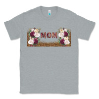 Heather Grey mom burgundy flowers with leopard Classic Tee - TumblerDesignByShophia