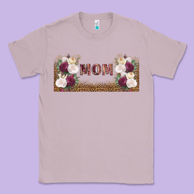 Mom Burgundy Flowers With Leopard Classic Tee Designed By Tumblerdesignbyshophia