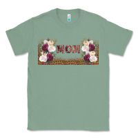 Sage mom burgundy flowers with leopard Classic Tee - TumblerDesignByShophia