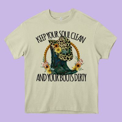 Keep Your Soul Clean And Your Boots Dırty Cowgirl Boots Heavy Core Tee Designed By Bettercallsaul