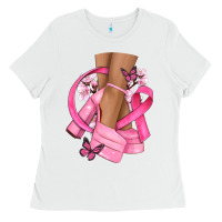 White breast cancer diva Ladies Tee - NancyCooperArtShop