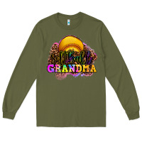 Army Green softball grandma Long Sleeve Tee - OliviaCreatesArt