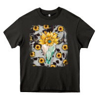 Asphalt cowhide sunflower gemstone bull skull Heavy Core Tee - JahusDesignShop