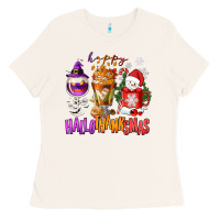 Bone Happy Hallothanksmas wine glass and coffee Ladies Tee - NancyCooperArtShop