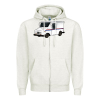 Oatmeal Heather mail truck Zipper Hoodie - Artiststas