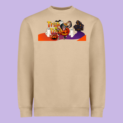 Trick Or Treat Baby Chimpanzee Heavyweight Sweatshirt Designed By Lillyallendesigns