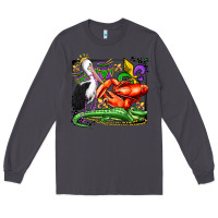Smoke mardi gras pelican crawfish crocodile Long Sleeve Tee - OliviaCreatesArt