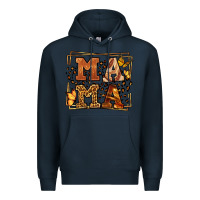 Navy Melanin leopard frame mama Mother's Day Premium Hoodie - LillyAllenDesigns