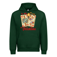 Forest Green be my valentine with playing cards and key Urban Hoodie - AdoDesignShop