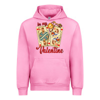 Fuchsia Pink be my valentine with playing cards and key Urban Hoodie - AdoDesignShop
