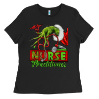 Black Christmas Character Nurse Ladies Tee - NancyCooperArtShop