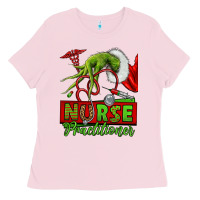 Bubblegum Pink Christmas Character Nurse Ladies Tee - NancyCooperArtShop