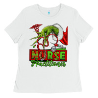 White Christmas Character Nurse Ladies Tee - NancyCooperArtShop