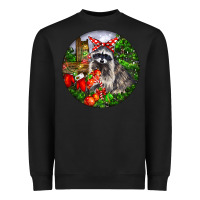 Black Christmas Raccoon Heavyweight Sweatshirt - LillyAllenDesigns