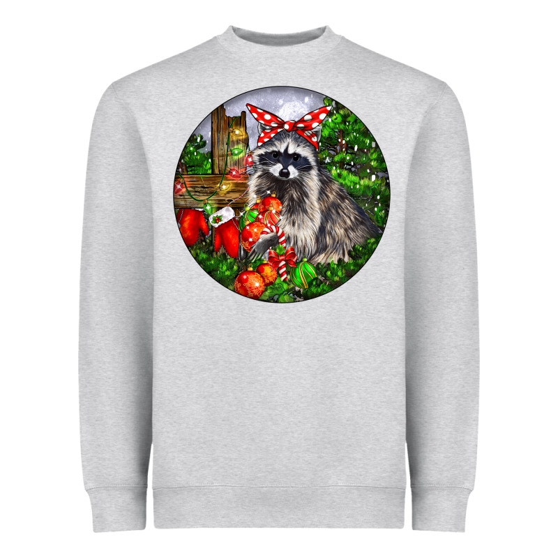 Christmas Raccoon Heavyweight Sweatshirt by LillyAllenDesigns | Teevron
