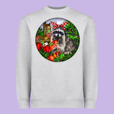Christmas Raccoon Heavyweight Sweatshirt Designed By Lillyallendesigns