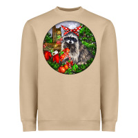 Mushroom Christmas Raccoon Heavyweight Sweatshirt - LillyAllenDesigns