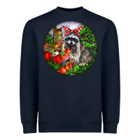 Navy Christmas Raccoon Heavyweight Sweatshirt - LillyAllenDesigns
